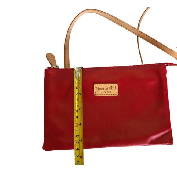 Red Leather Crossbody Bag, Moscardini Firenze, Zip Top - Picture 5 of 5